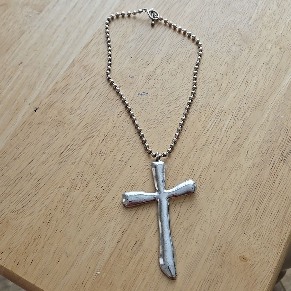 Cross Necklace Silver Tone Pendant Large Silver Plated Cross Necklace Unisex